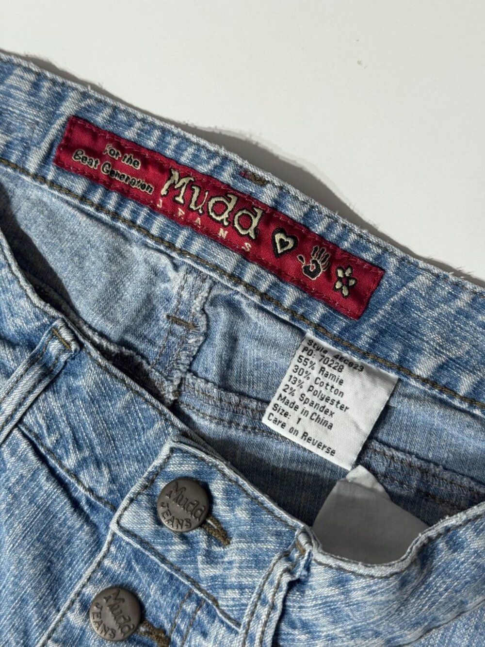 Vtg Y2K Mudd Low Rise Bell Bottom Flare Jeans Button Fly Light Wash Hip Hugger - Picture 7 of 8